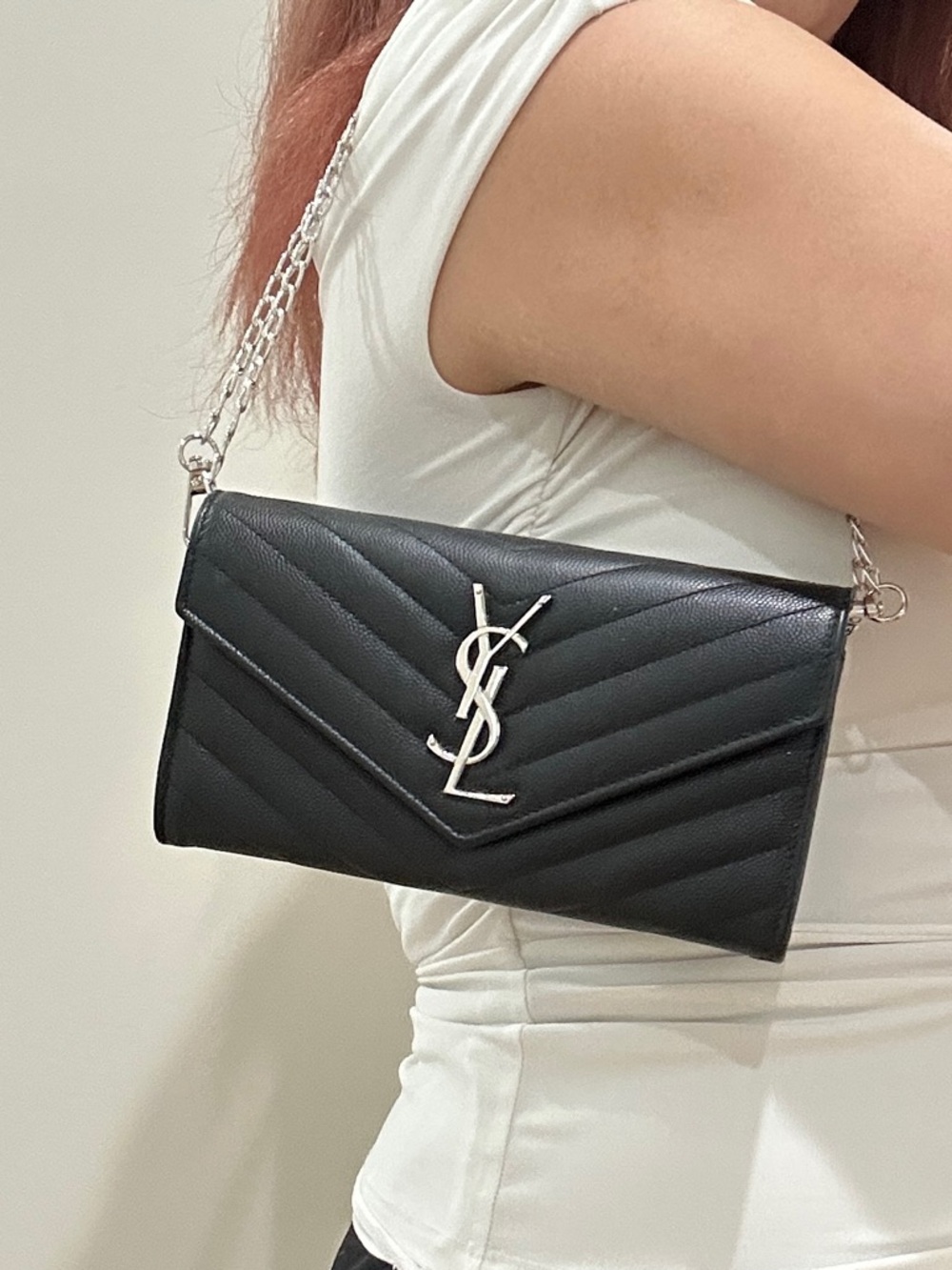 YSL envelope monogram flap wallet on chain crossbody bag - Picture 3 of 17